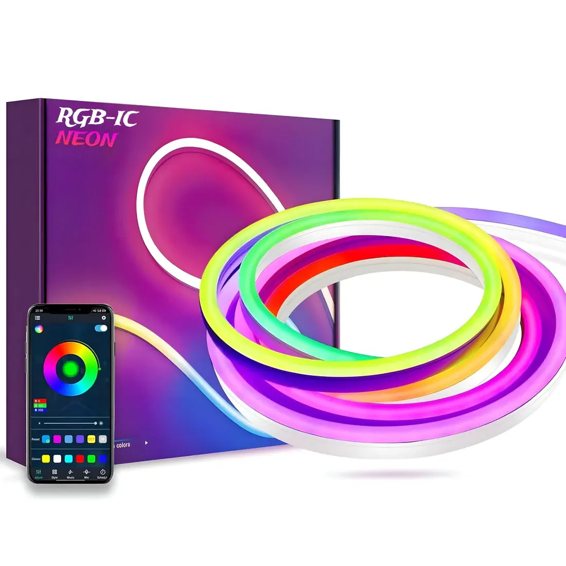 5M Smart Neon RGB Magic Light, Waterproof, Music Sync, Bluetooth APP Controlled