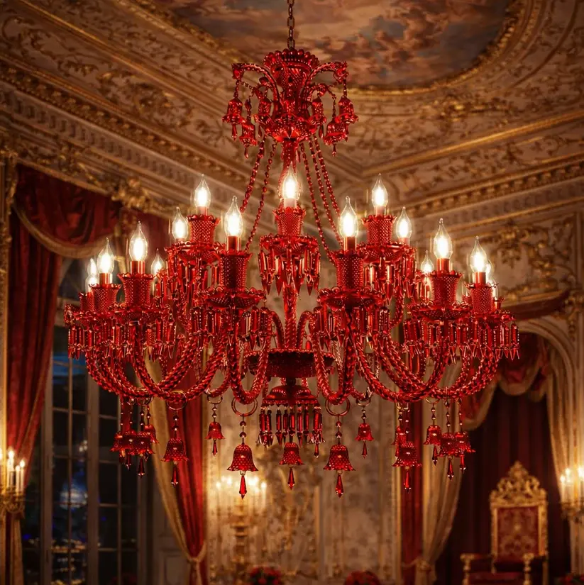 Coral Red Italian Chandelier | 9317-8A