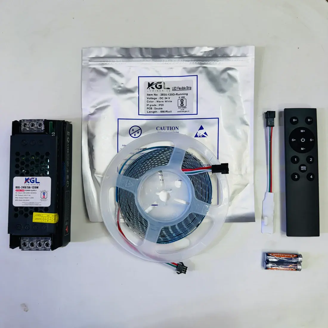 KGL R111 Setup with Running Strip Light, 24V-5A Power Supply, Remote & Controller