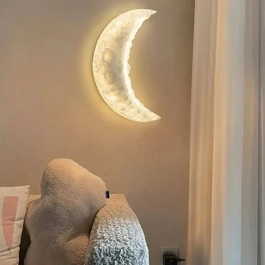 Poly-Stone Half Moon Lamp for Wall / Ceiling 3in1 Lights